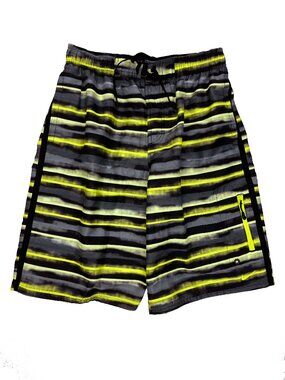 Nike NWT Swim Trunks Neon Black Striped Board Lined Shorts Mens S